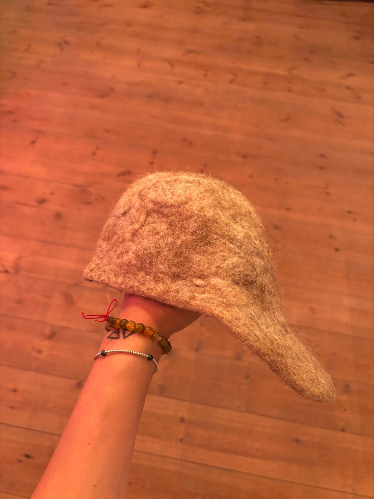 Handmade felted beige hat
