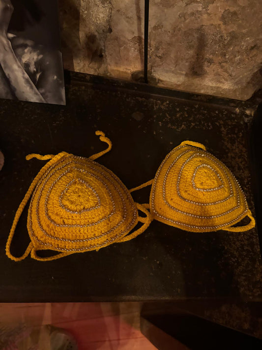 Knitted Bikini Top with Small Gems